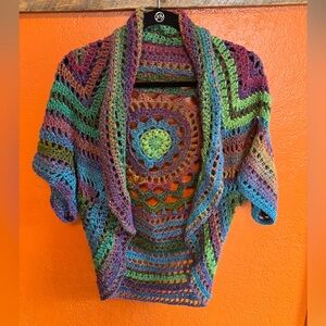 Gorgeous crochet one of a kind medallion sweater! Sz XL